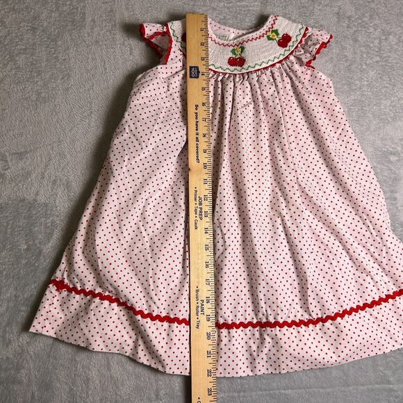 Marmellata Cherry Dress Girls 3T White Red Polka Dot Cottage Vintage Inspired - Picture 5 of 7